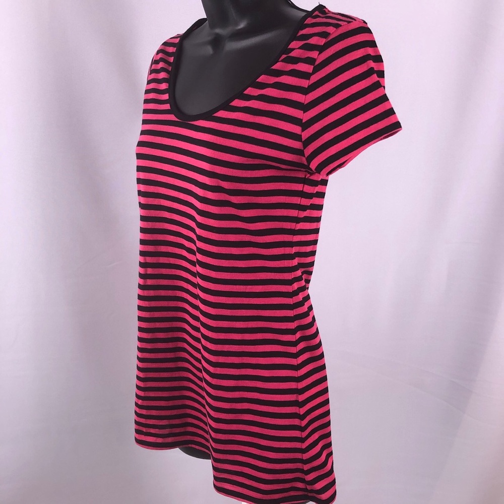 Black & pink stripe long length-T
